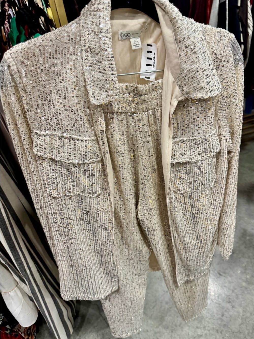 Cato Cream Sequin Blazer Jacket